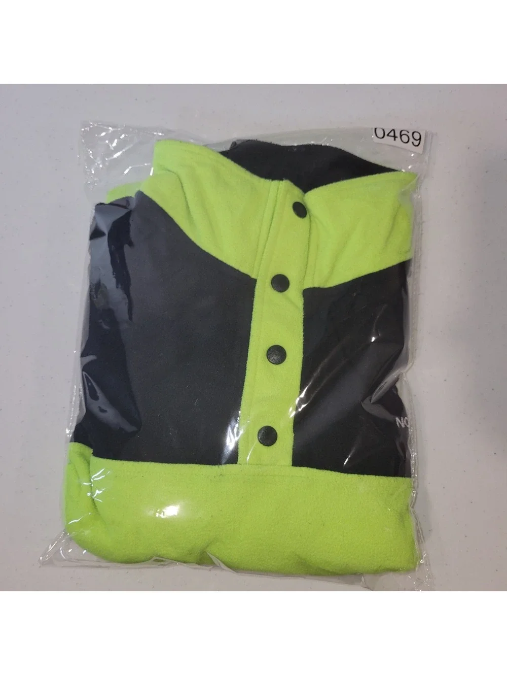 The North Face Men's M Medium Neon Green Black Fleece Snap Pullover Activewear